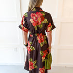 Flower Dress with Cuff Sleeves - Maxi