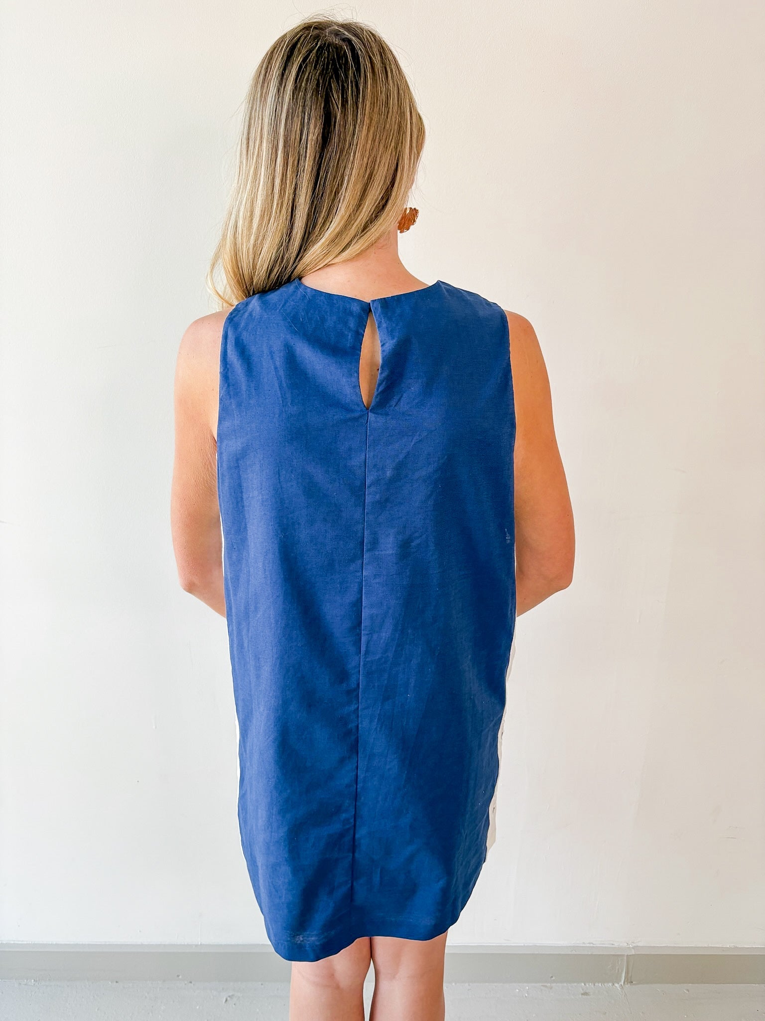 Flower Embroidered Linen Dress