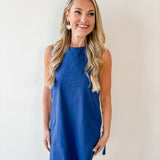 Flower Embroidered Linen Dress