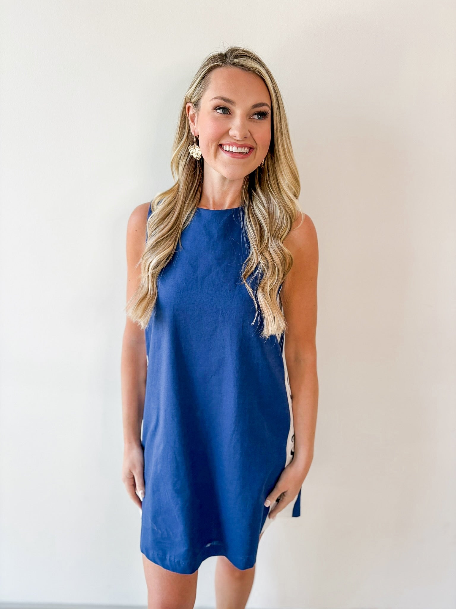 Flower Embroidered Linen Dress