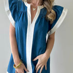 Flutter Sleeve Denim Dress