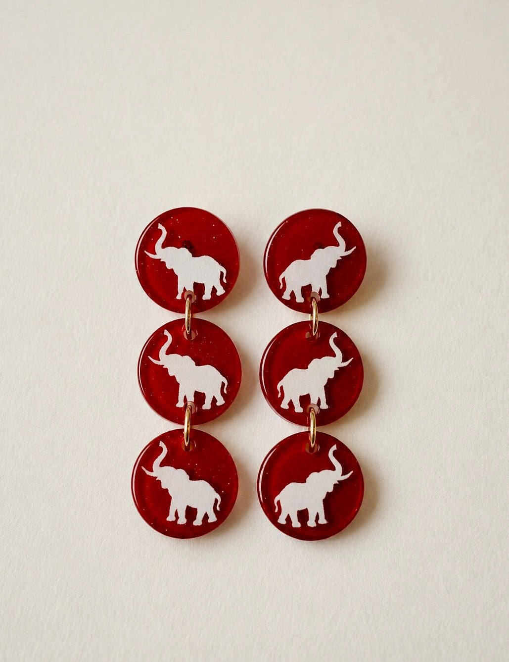 Football Disk Earrings - Red/White