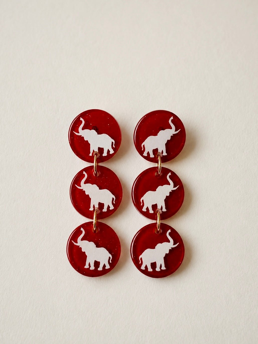 Football Disk Earrings - Red/White