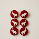 Football Disk Earrings - Red/White