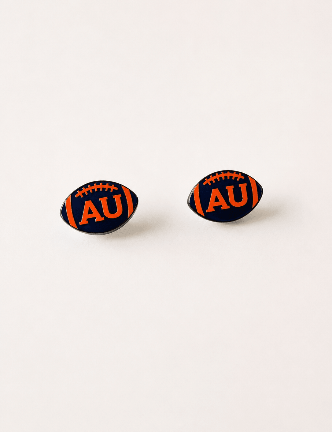 Football Earrings - Navy/Orange