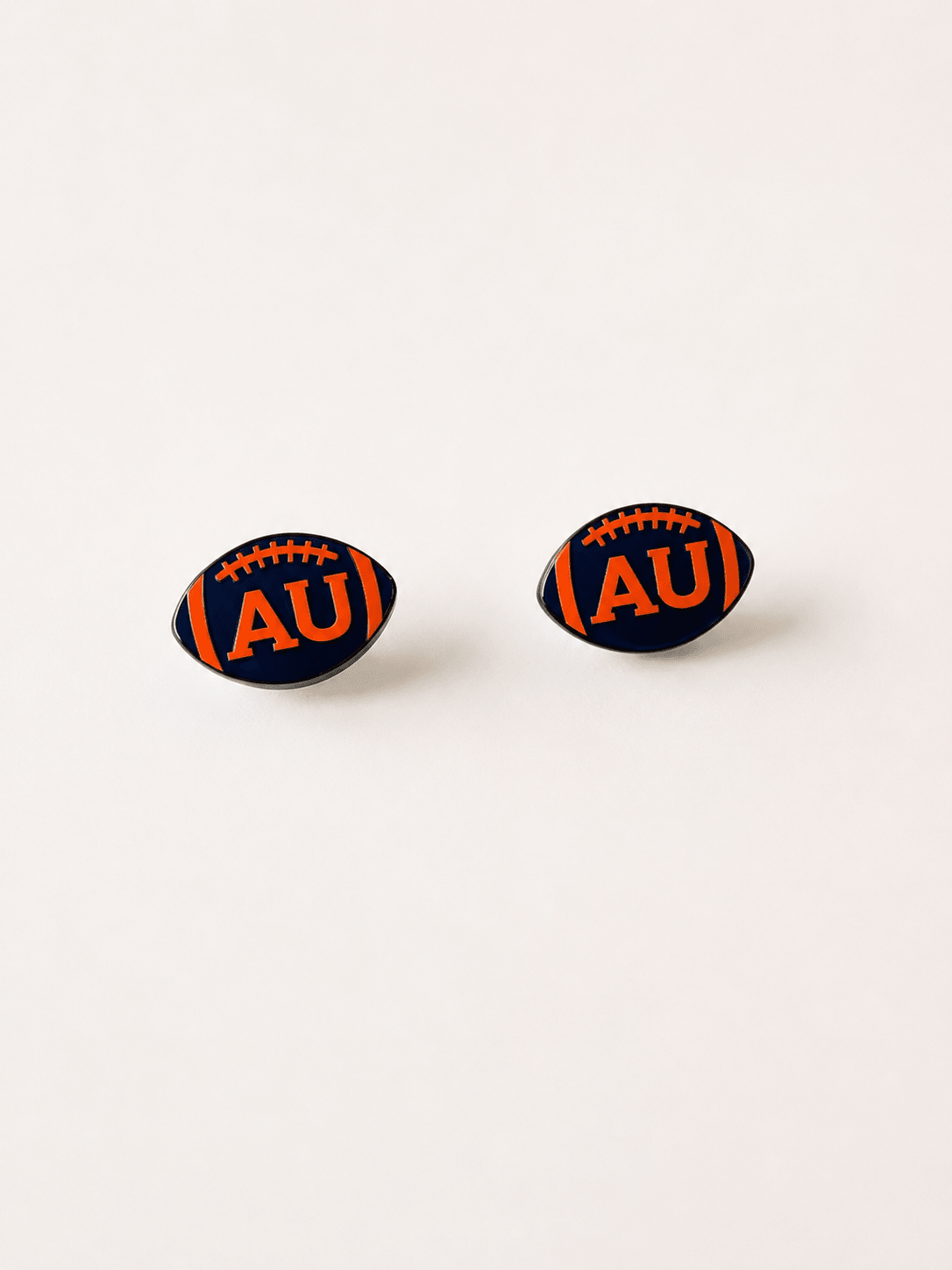 Football Earrings - Navy/Orange
