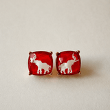 Football Stud Earrings - Red/White