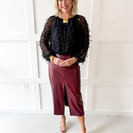 Fray + Striped Airy Chiffon Top- Black