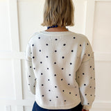French Polka Dot Sweater- White/Navy