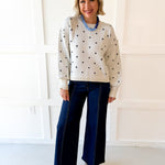 French Polka Dot Sweater- White/Navy
