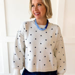French Polka Dot Sweater- White/Navy