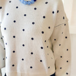French Polka Dot Sweater- White/Navy