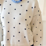 French Polka Dot Sweater- White/Navy