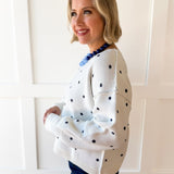 French Polka Dot Sweater- White/Navy