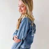 Fringe Detail Light Denim Jacket