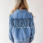 Fringe Detail Light Denim Jacket