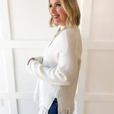 Fringe Hem Sweater - Ivory
