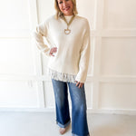 Fringe Hem Sweater - Ivory