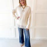 Fringe Hem Sweater - Ivory