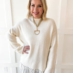 Fringe Hem Sweater - Ivory
