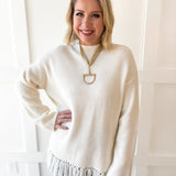 Fringe Hem Sweater - Ivory