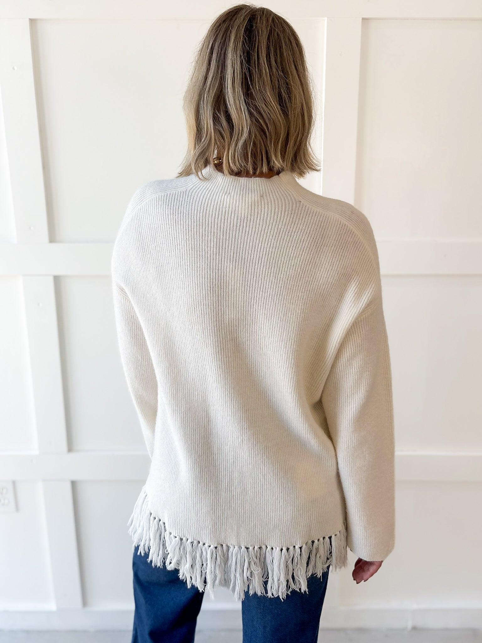 Fringe Hem Sweater - Ivory