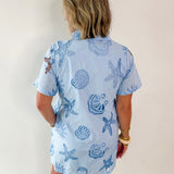 Front Pleat Beach Inspired Dress - Blue