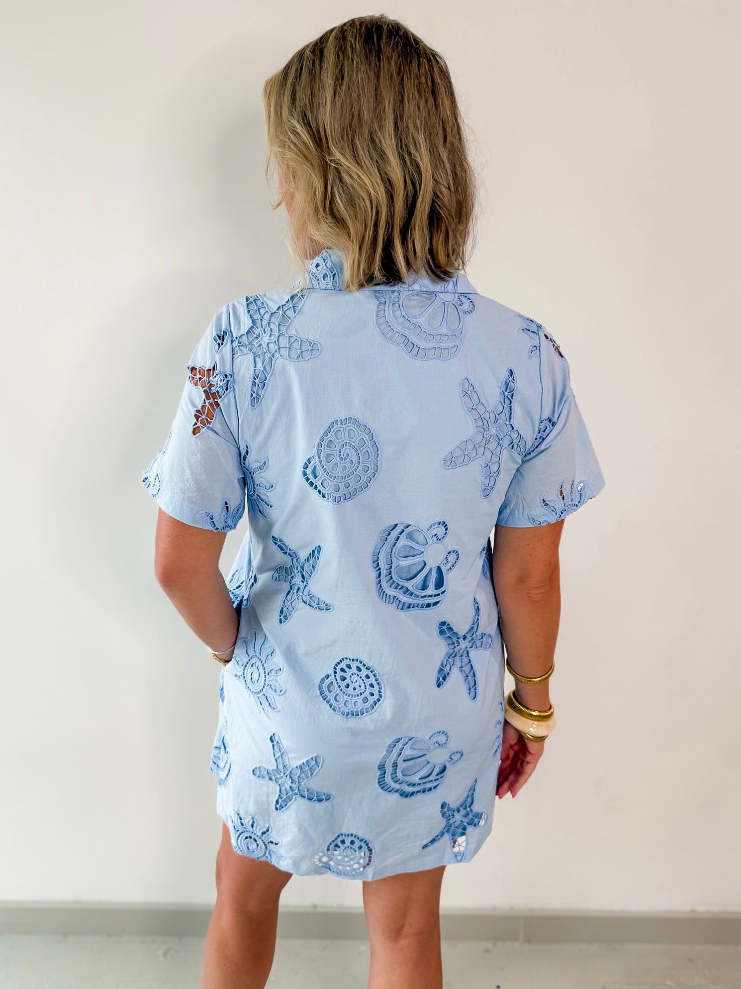 Front Pleat Beach Inspired Dress - Blue