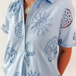 Front Pleat Beach Inspired Dress - Blue