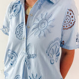 Front Pleat Beach Inspired Dress - Blue