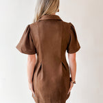 Front Pleated Suede Mini Dress