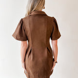 Front Pleated Suede Mini Dress