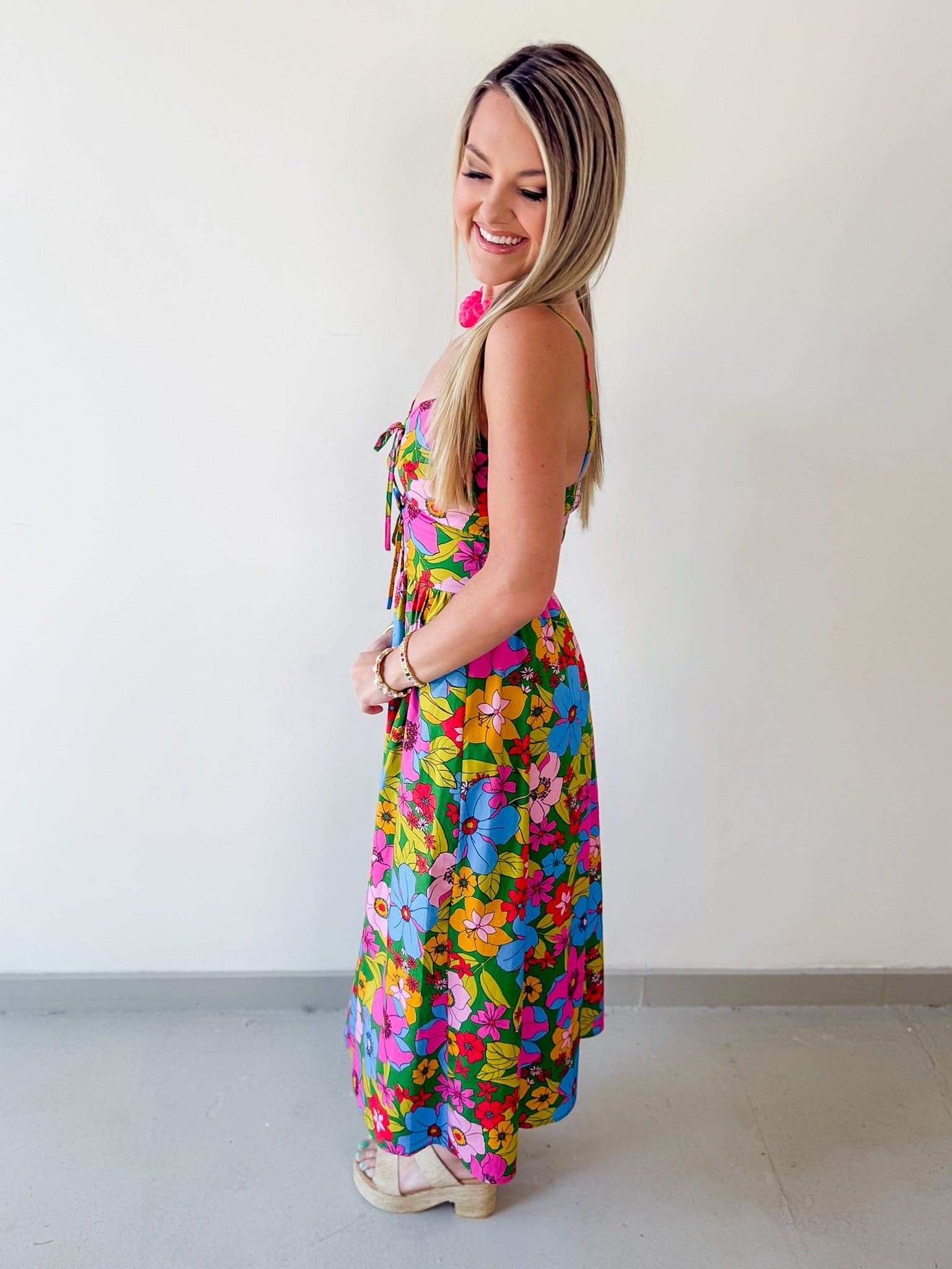 Front Tie Midi Dress