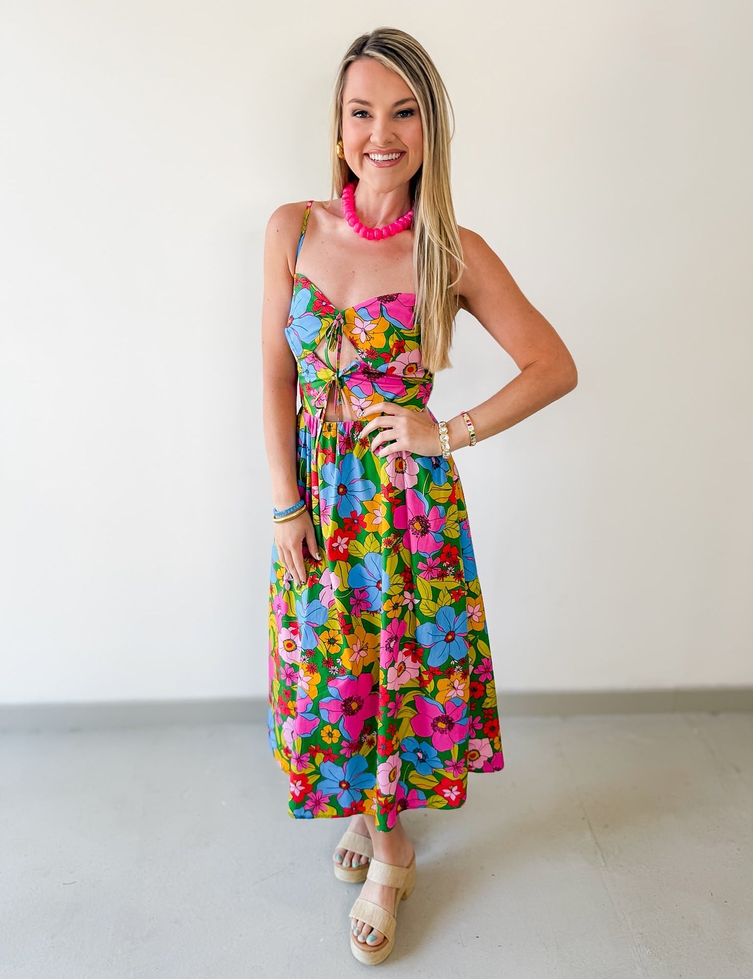 Front Tie Midi Dress