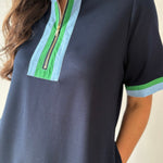 Front Zip Up Solid Casual Dress