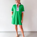 Front Zip Up Solid Casual Dress