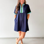 Front Zip Up Solid Casual Dress
