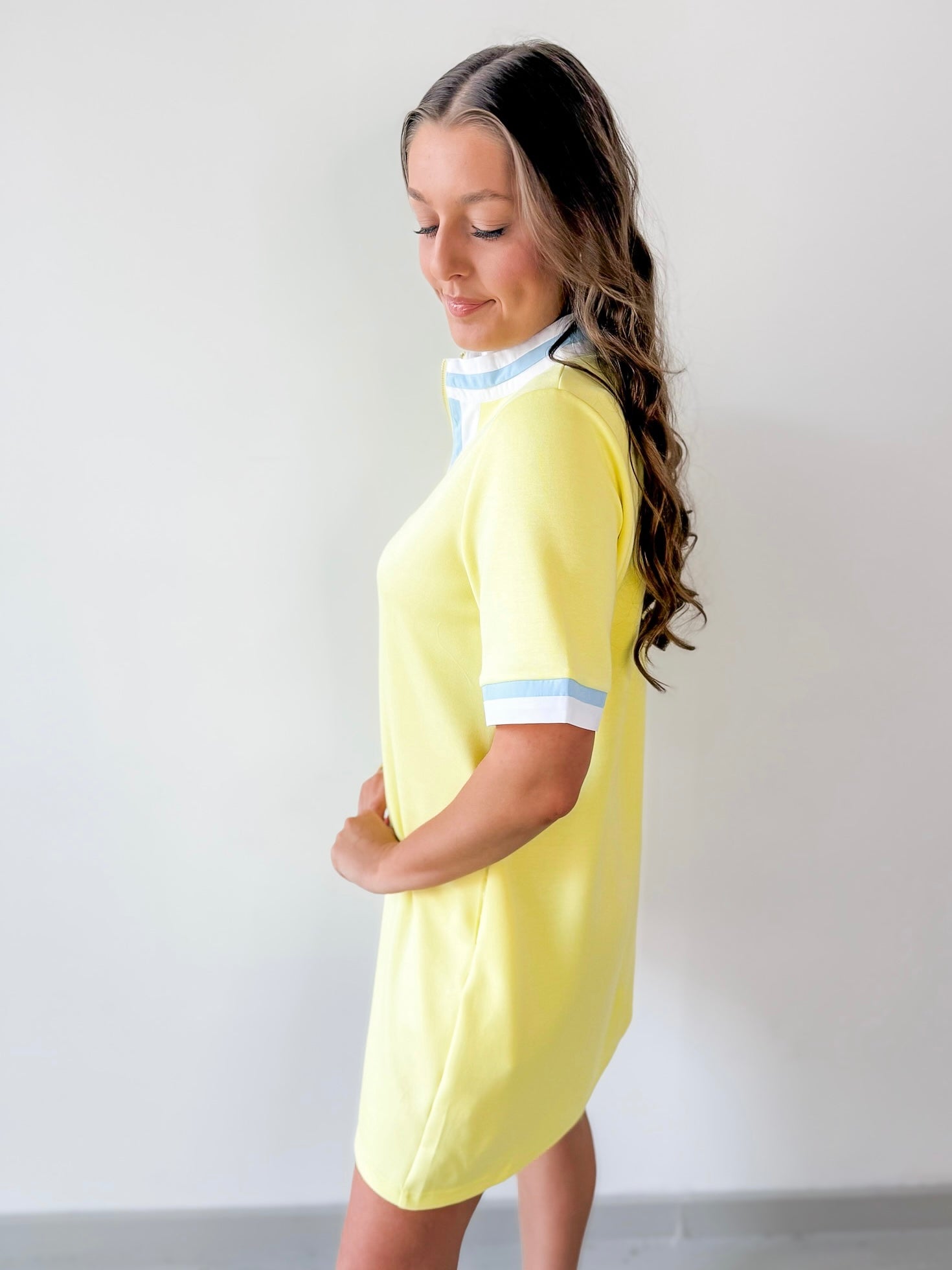 Front Zip Up Solid Casual Dress