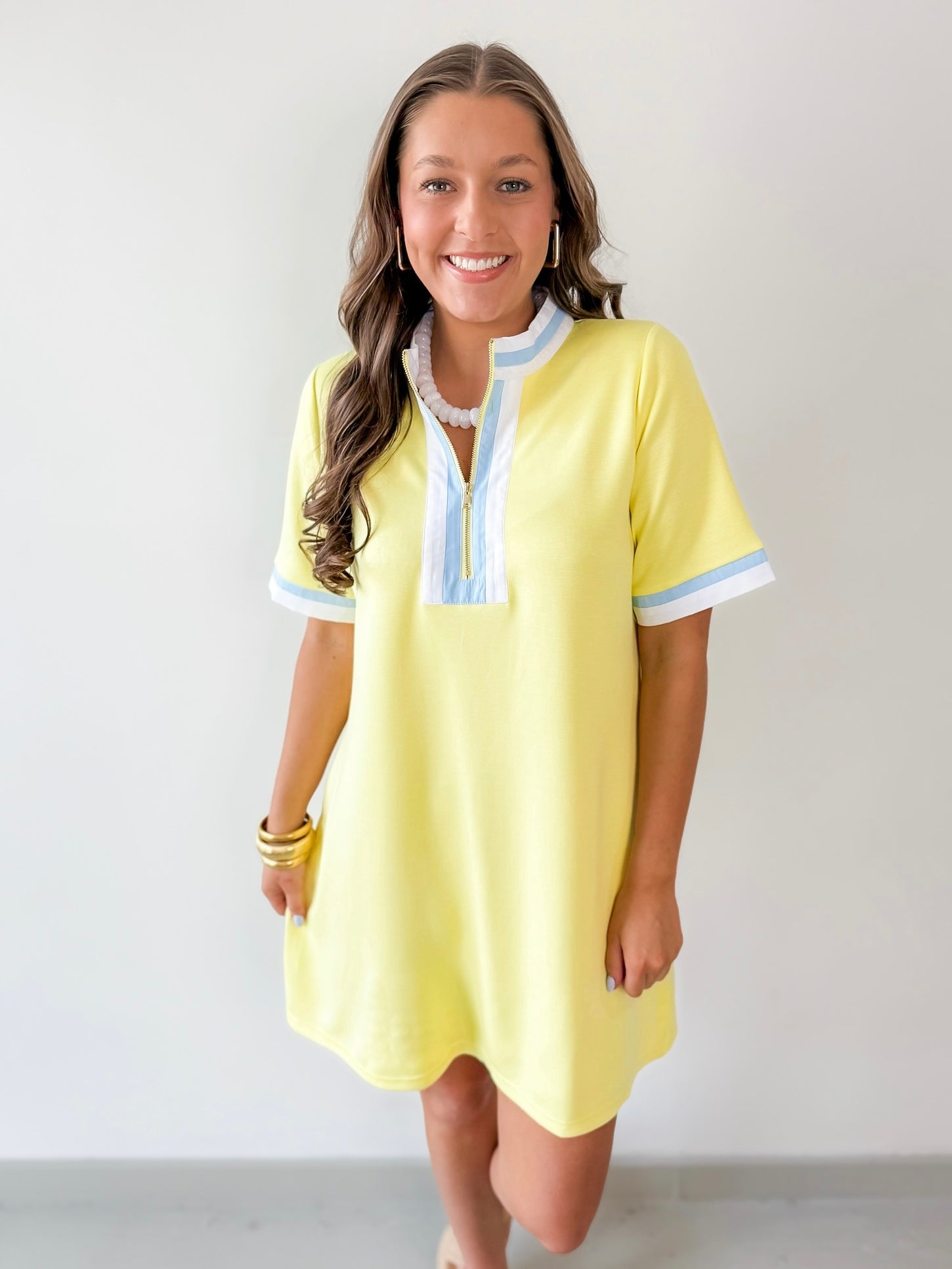 Front Zip Up Solid Casual Dress