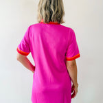 Front Zip Up Solid Casual Dress - Pink