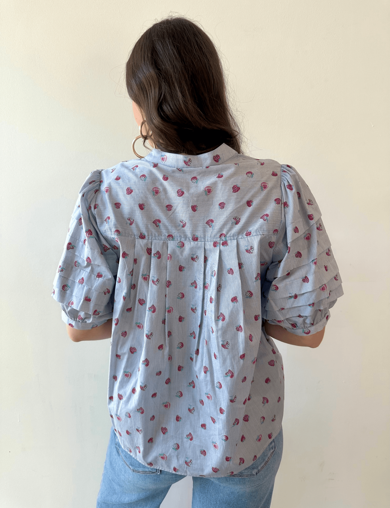 Fruit Motif Pinstripe Top