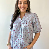 Fruit Motif Pinstripe Top