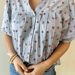 Fruit Motif Pinstripe Top