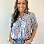 Fruit Motif Pinstripe Top