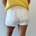 Fruit Print Twill Cream Shorts