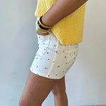 Fruit Print Twill Cream Shorts