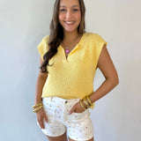Fruit Print Twill Cream Shorts