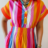 Fun Stripe Shirt Midi Dress