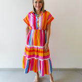 Fun Stripe Shirt Midi Dress