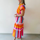 Fun Stripe Shirt Midi Dress